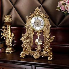 Modern Gold Resin Mantel & Tabletop Clock with Silent Operation
