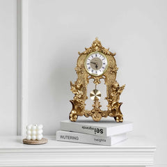 Modern Gold Resin Mantel & Tabletop Clock with Silent Operation