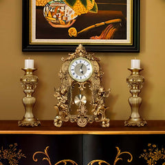 Modern Gold Resin Mantel & Tabletop Clock with Silent Operation