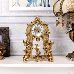 Modern Gold Resin Mantel & Tabletop Clock with Silent Operation