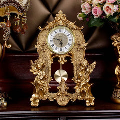 Modern Gold Resin Mantel & Tabletop Clock with Silent Operation Main Product Image