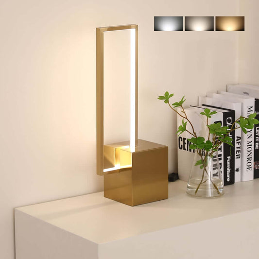 Modern Gold Stainless Steel Table Lamp with White Shade