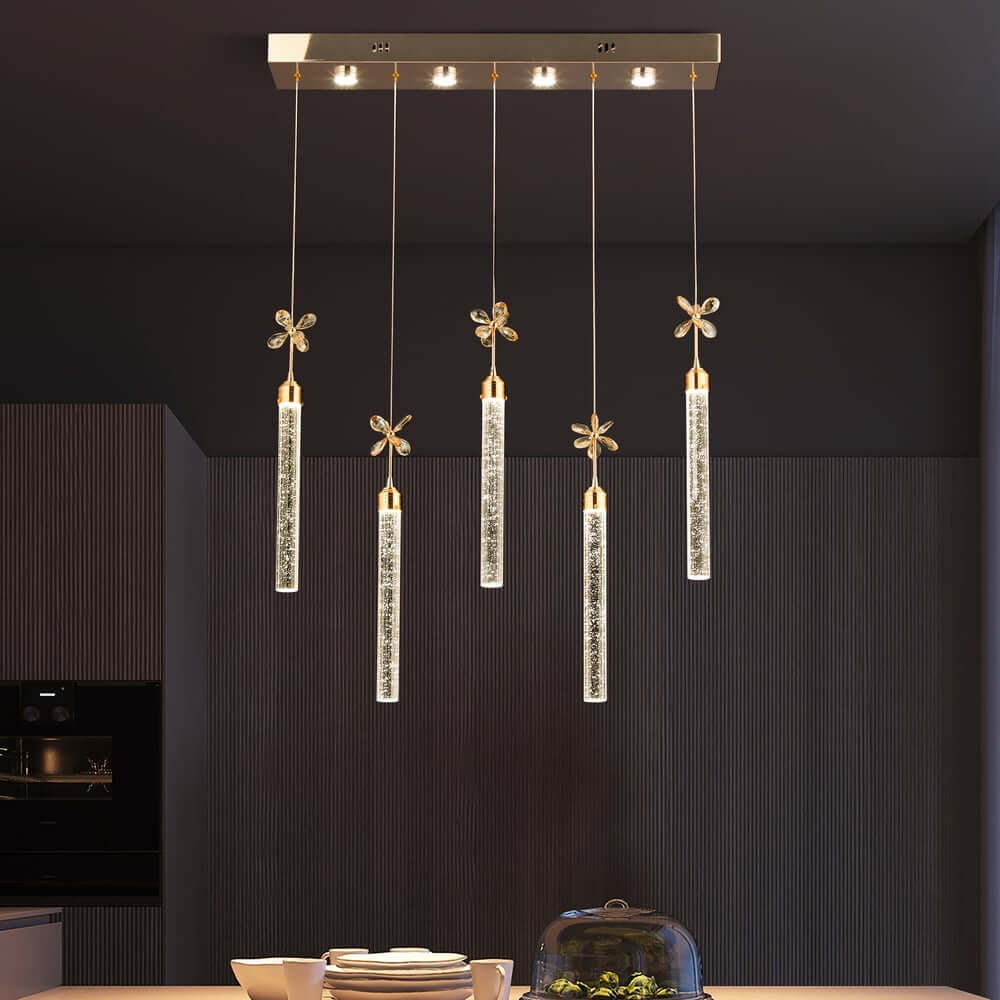 Modern Gold Tiered Pendant Light with Dimmable 9-Light Design Main Product Image