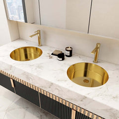 Modern Gold Undermount Stainless Steel Round Bathroom Sink