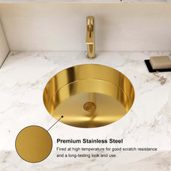 Modern Gold Undermount Stainless Steel Round Bathroom Sink