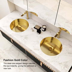 Modern Gold Undermount Stainless Steel Round Bathroom Sink
