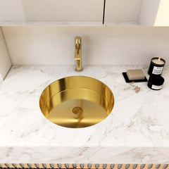 Modern Gold Undermount Stainless Steel Round Bathroom Sink