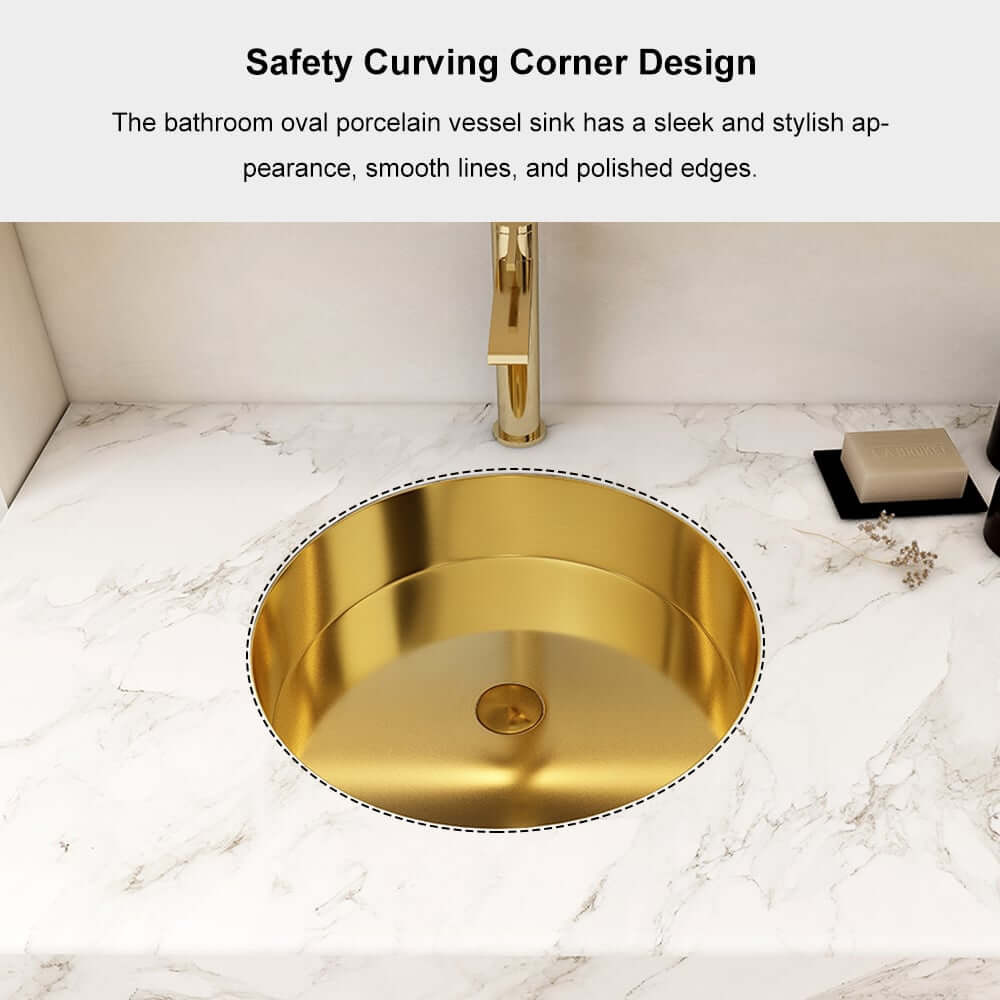 Modern Gold Undermount Stainless Steel Round Bathroom Sink