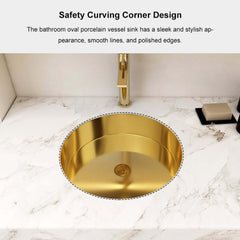 Modern Gold Undermount Stainless Steel Round Bathroom Sink
