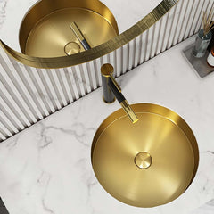 Modern Gold Undermount Stainless Steel Round Bathroom Sink Main Product Image