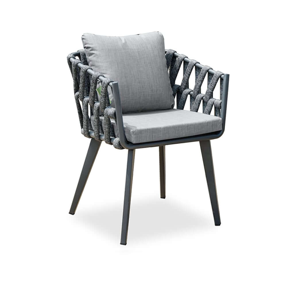 Modern Gray and Beige Outdoor Dining Chairs Set - 2 Pieces