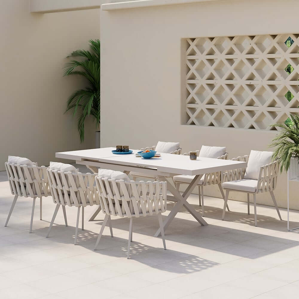 Modern Gray and Beige Outdoor Dining Chairs Set - 2 Pieces