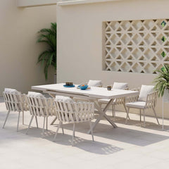 Modern Gray and Beige Outdoor Dining Chairs Set - 2 Pieces