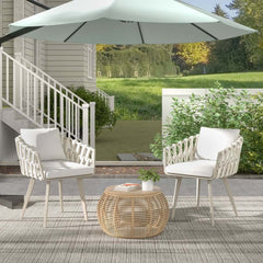 Modern Gray and Beige Outdoor Dining Chairs Set - 2 Pieces