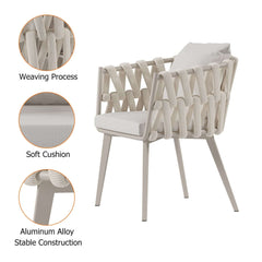 Modern Gray and Beige Outdoor Dining Chairs Set - 2 Pieces