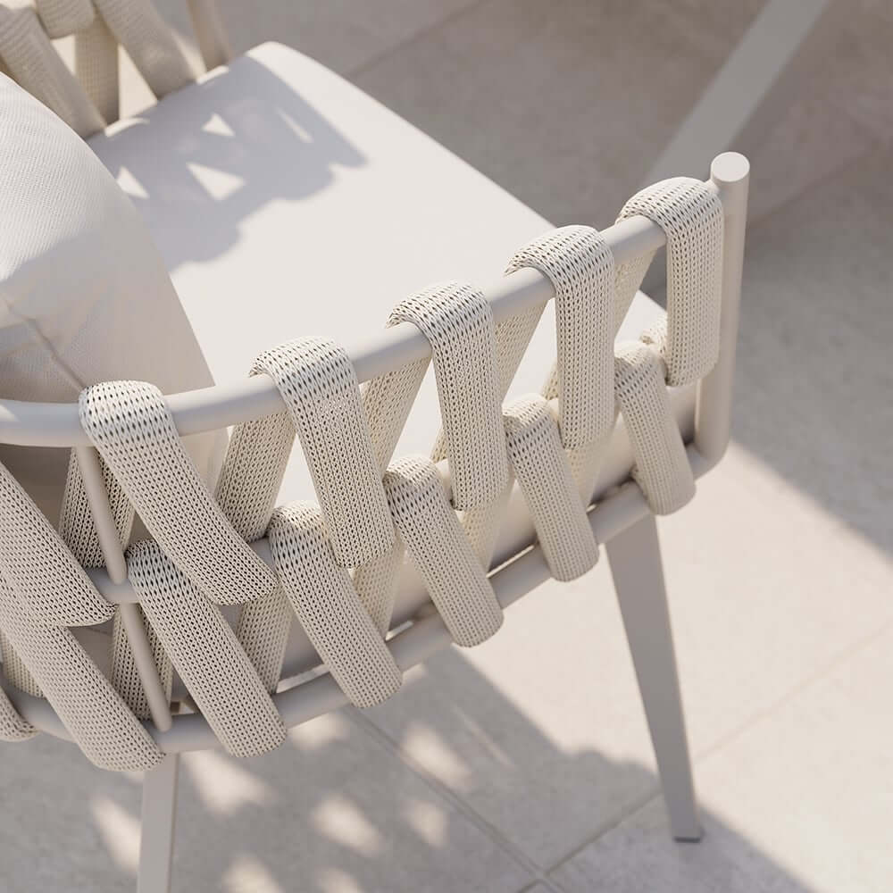 Modern Gray and Beige Outdoor Dining Chairs Set - 2 Pieces