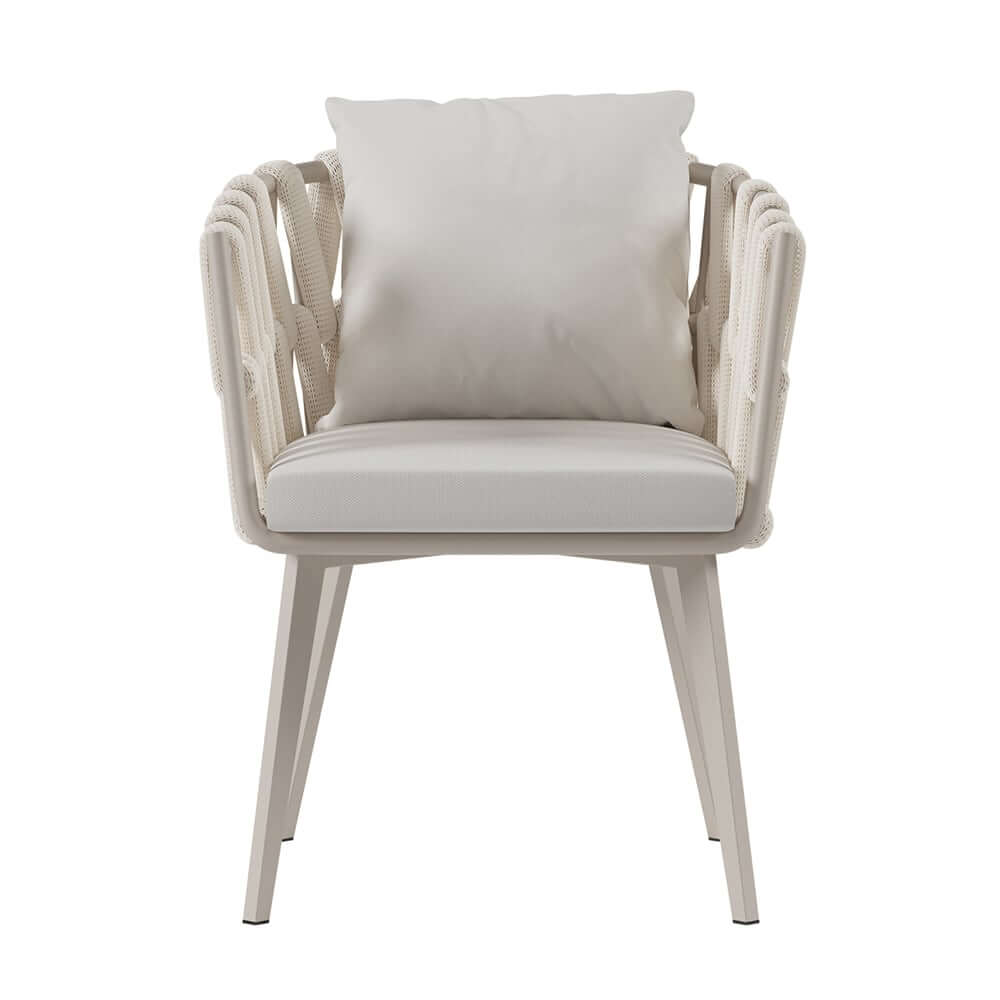 Modern Gray and Beige Outdoor Dining Chairs Set - 2 Pieces