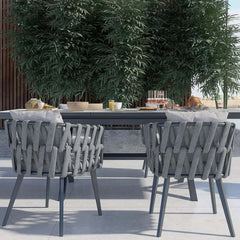 Modern Gray and Beige Outdoor Dining Chairs Set - 2 Pieces