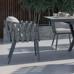 Modern Gray and Beige Outdoor Dining Chairs Set - 2 Pieces