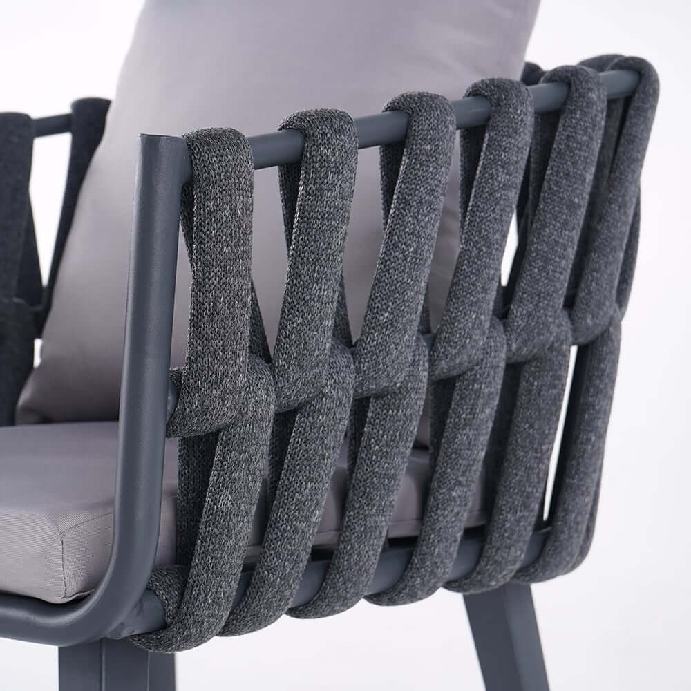 Modern Gray and Beige Outdoor Dining Chairs Set - 2 Pieces