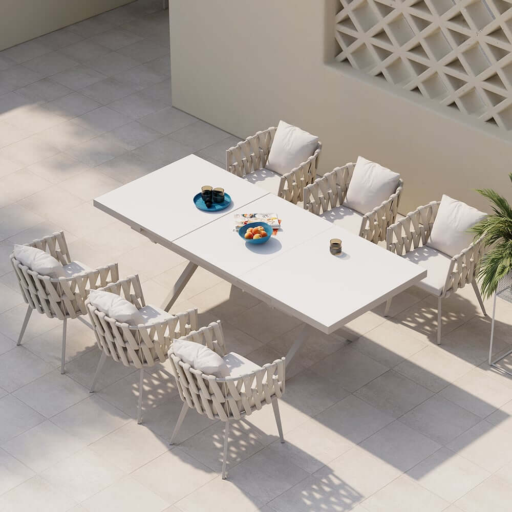 Modern Gray and Beige Outdoor Dining Chairs Set - 2 Pieces