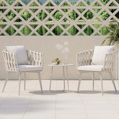 Modern Gray and Beige Outdoor Dining Chairs Set - 2 Pieces