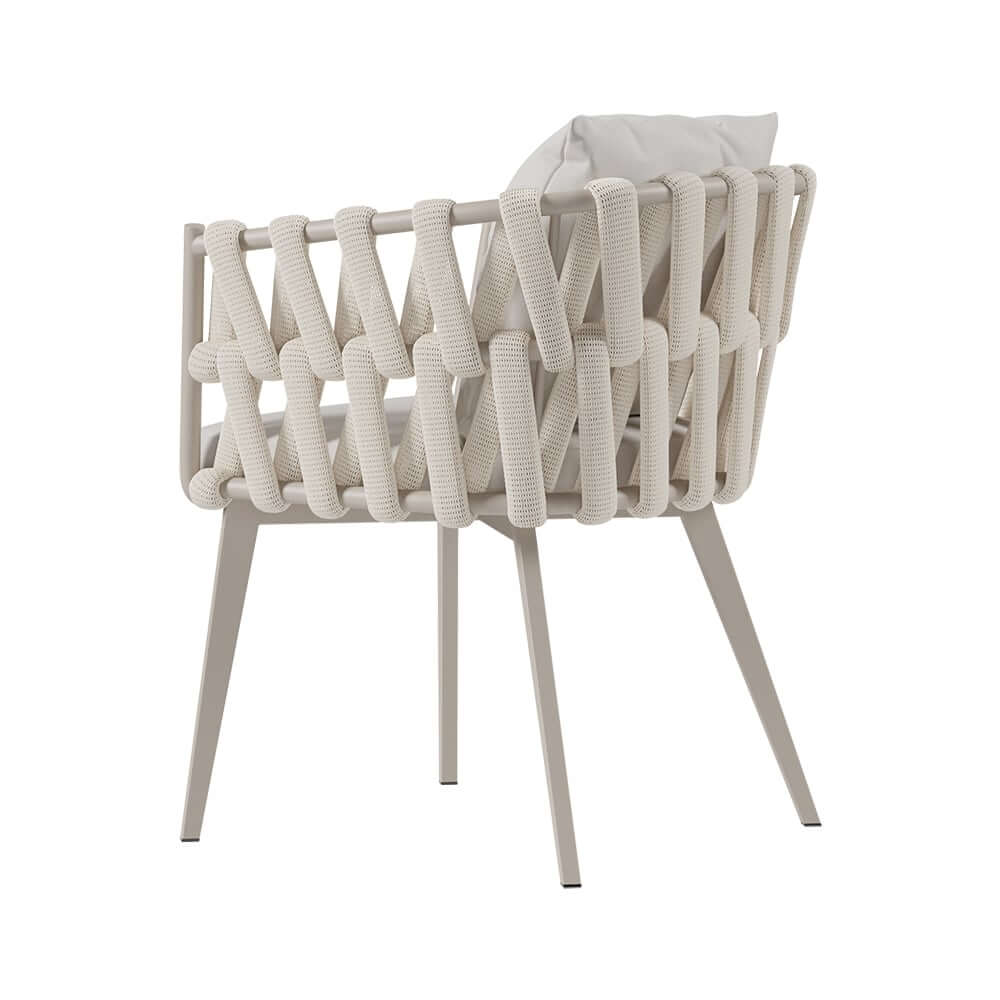 Modern Gray and Beige Outdoor Dining Chairs Set - 2 Pieces