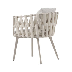 Modern Gray and Beige Outdoor Dining Chairs Set - 2 Pieces