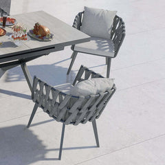 Modern Gray and Beige Outdoor Dining Chairs Set - 2 Pieces