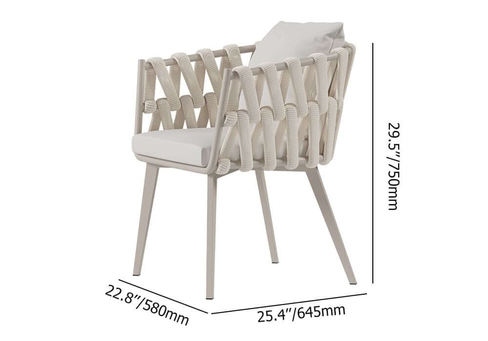 Modern Gray and Beige Outdoor Dining Chairs Set - 2 Pieces Dimensions
