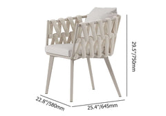 Modern Gray and Beige Outdoor Dining Chairs Set - 2 Pieces Dimensions
