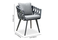 Modern Gray and Beige Outdoor Dining Chairs Set - 2 Pieces Dimensions