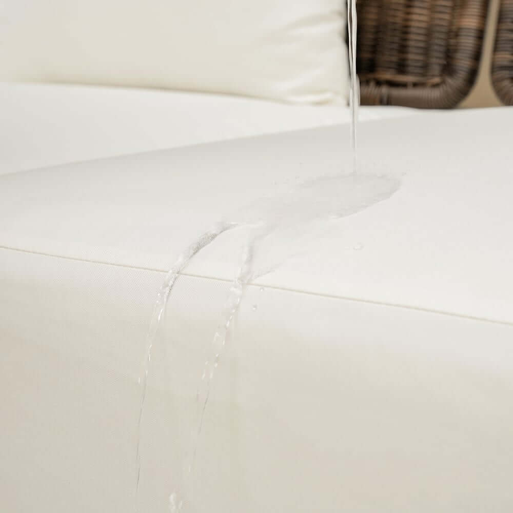 Modern Gray and Beige Teak Wood Outdoor Sectional Sofa Set