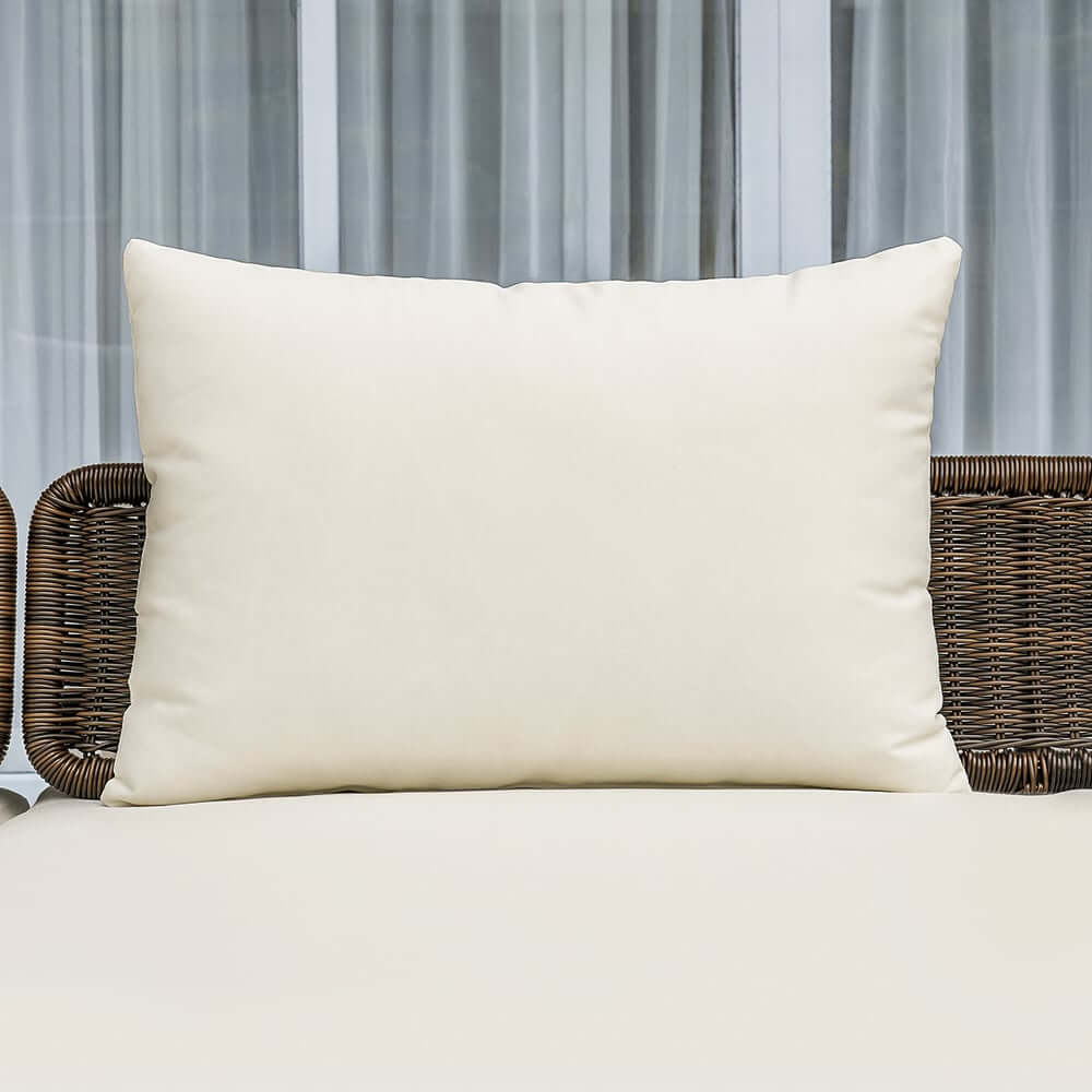 Modern Gray and Beige Teak Wood Outdoor Sectional Sofa Set