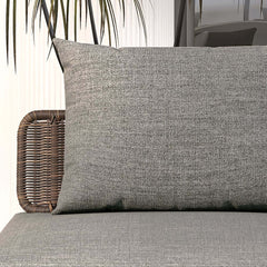 Modern Gray and Beige Teak Wood Outdoor Sectional Sofa Set