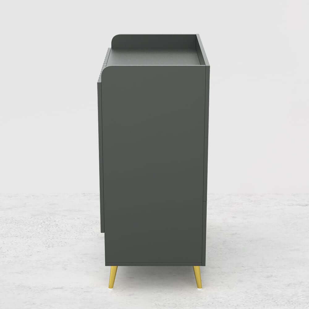 Modern Gray and White Shoe Cabinet with Metal Legs and Shelves