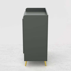 Modern Gray and White Shoe Cabinet with Metal Legs and Shelves