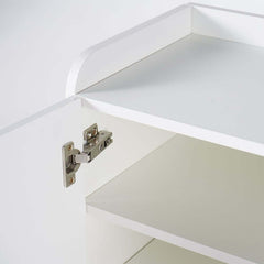 Modern Gray and White Shoe Cabinet with Metal Legs and Shelves