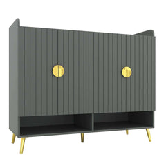 Modern Gray and White Shoe Cabinet with Metal Legs and Shelves