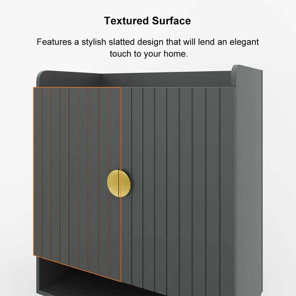 Modern Gray and White Shoe Cabinet with Metal Legs and Shelves