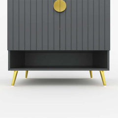 Modern Gray and White Shoe Cabinet with Metal Legs and Shelves