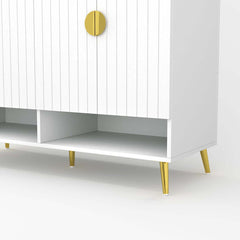 Modern Gray and White Shoe Cabinet with Metal Legs and Shelves