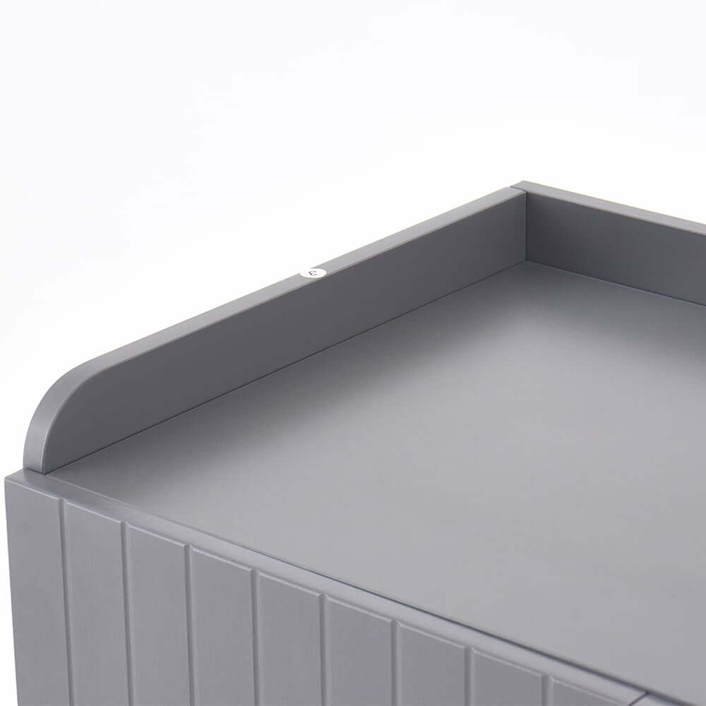 Modern Gray and White Shoe Cabinet with Metal Legs and Shelves