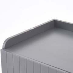 Modern Gray and White Shoe Cabinet with Metal Legs and Shelves