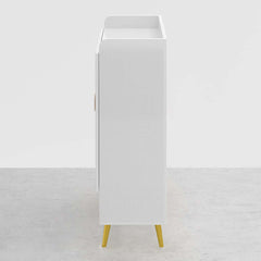 Modern Gray and White Shoe Cabinet with Metal Legs and Shelves