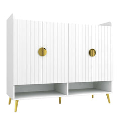 Modern Gray and White Shoe Cabinet with Metal Legs and Shelves