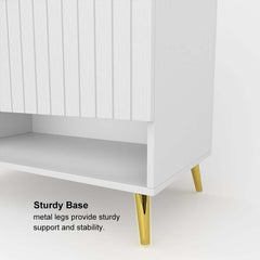 Modern Gray and White Shoe Cabinet with Metal Legs and Shelves