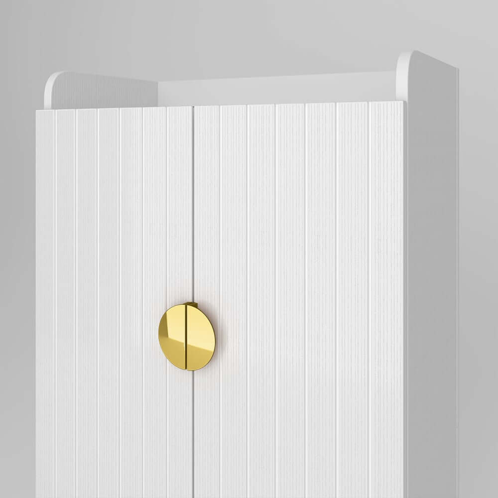 Modern Gray and White Shoe Cabinet with Metal Legs and Shelves