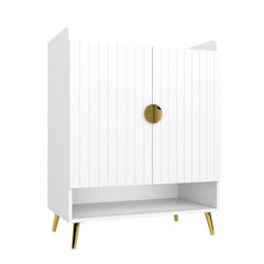 Modern Gray and White Shoe Cabinet with Metal Legs and Shelves