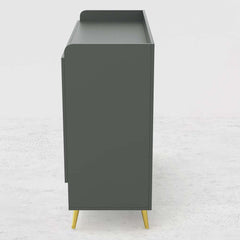 Modern Gray and White Shoe Cabinet with Metal Legs and Shelves